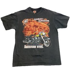 Harley-Davidson T-Shirt Mens Black M Cotton 1903 Classic American Steel Tee VTG